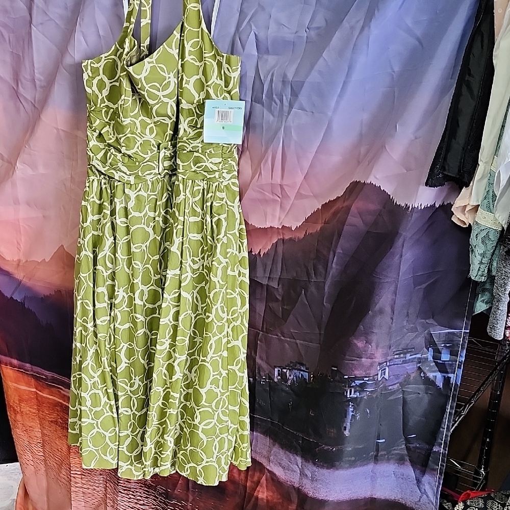 *Nwt Suzi Chin Green Patterned Midi Dress